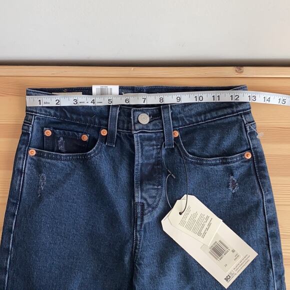 Levi’s Wedgie Fit Ankle Jean Button Fly Dark Blue 24 - Picture 14 of 16